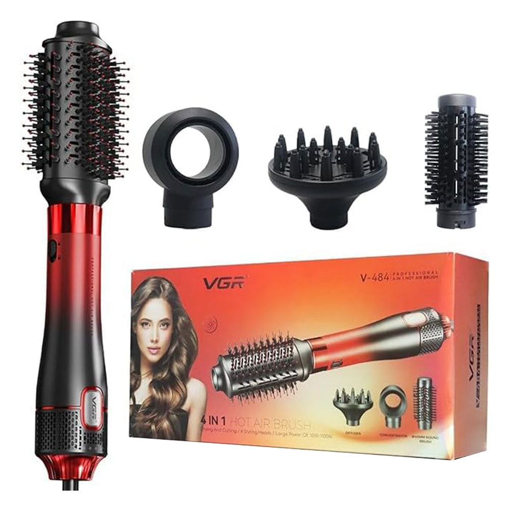 مجموعة تصفيف الشعر في جي ار بروفيشنال 1000 وات 4 في 1 Hot Air Styler V-484 