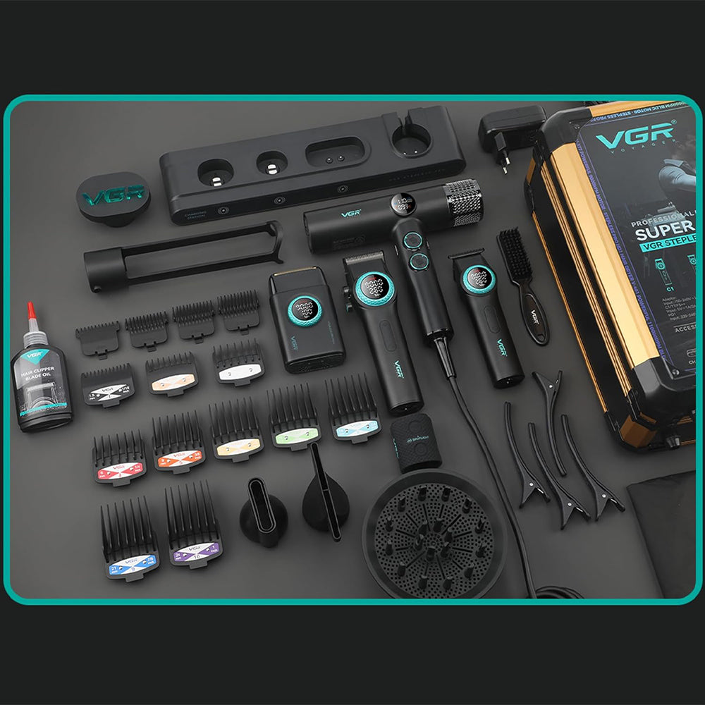 VGR Professional Barber Combo Set 4in1 Stepless Pro 4