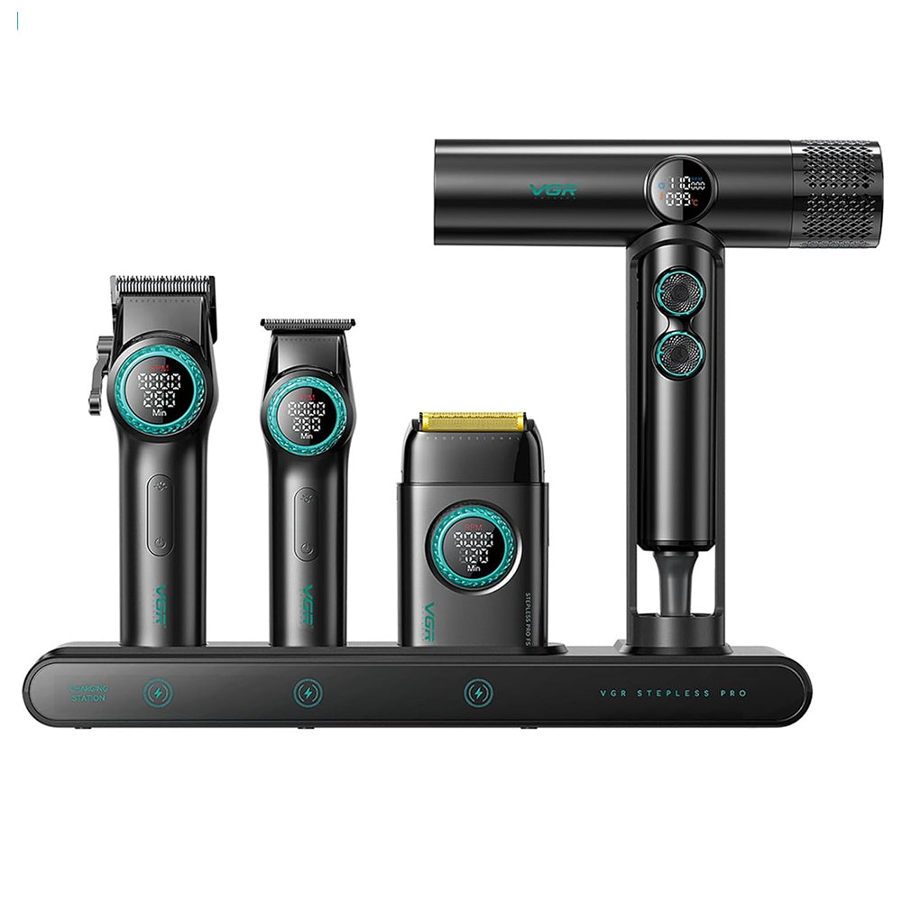 VGR Professional Barber Combo Set 4in1 Stepless Pro 4
