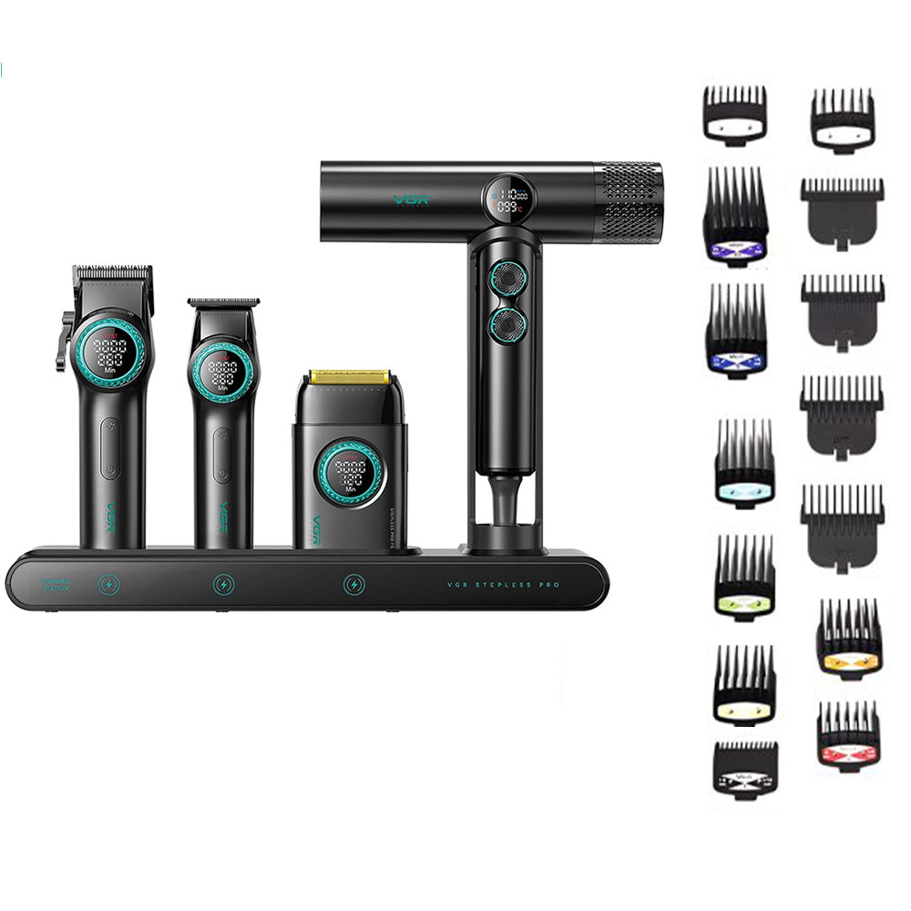 VGR Professional Barber Combo Set 4in1 Stepless Pro 4