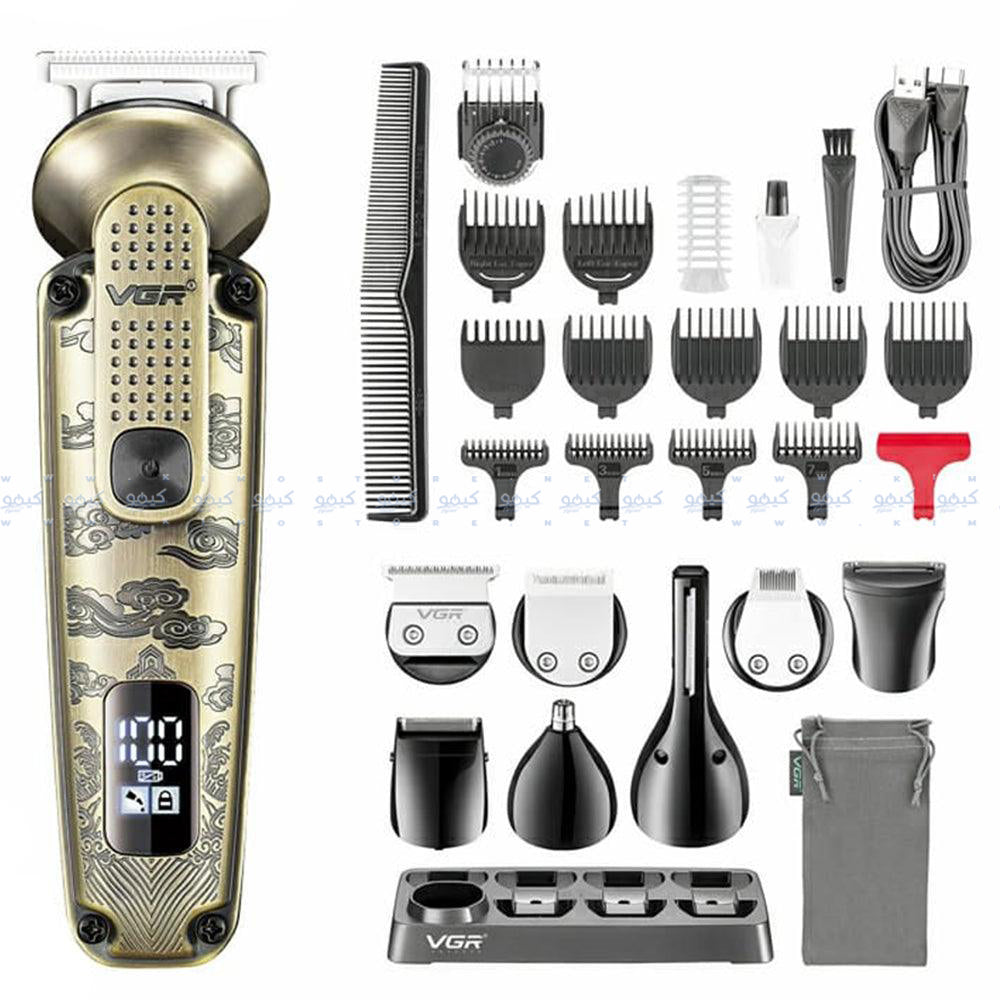مجموعة حلاقة وتشذيب الشعر 8 في 1 في جي ار بروفيشنال V-103