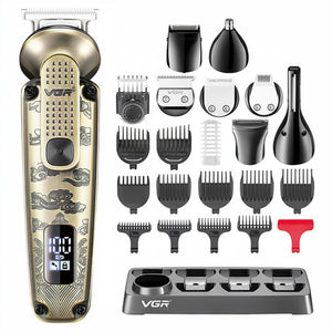 مجموعة حلاقة وتشذيب الشعر 8 في 1 في جي ار بروفيشنال V-103