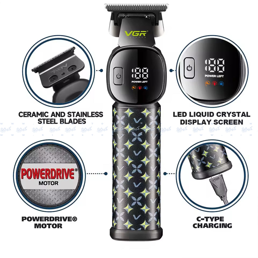 VGR Professional Hair Trimmer V-185 - Black