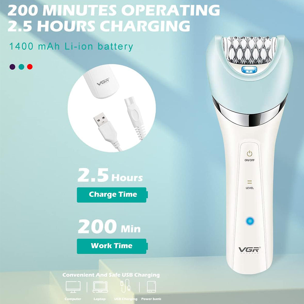 مجموعة حلاقة للسيدات 5 في 1  في جي ار بروفيشنال V-703 - أبيض