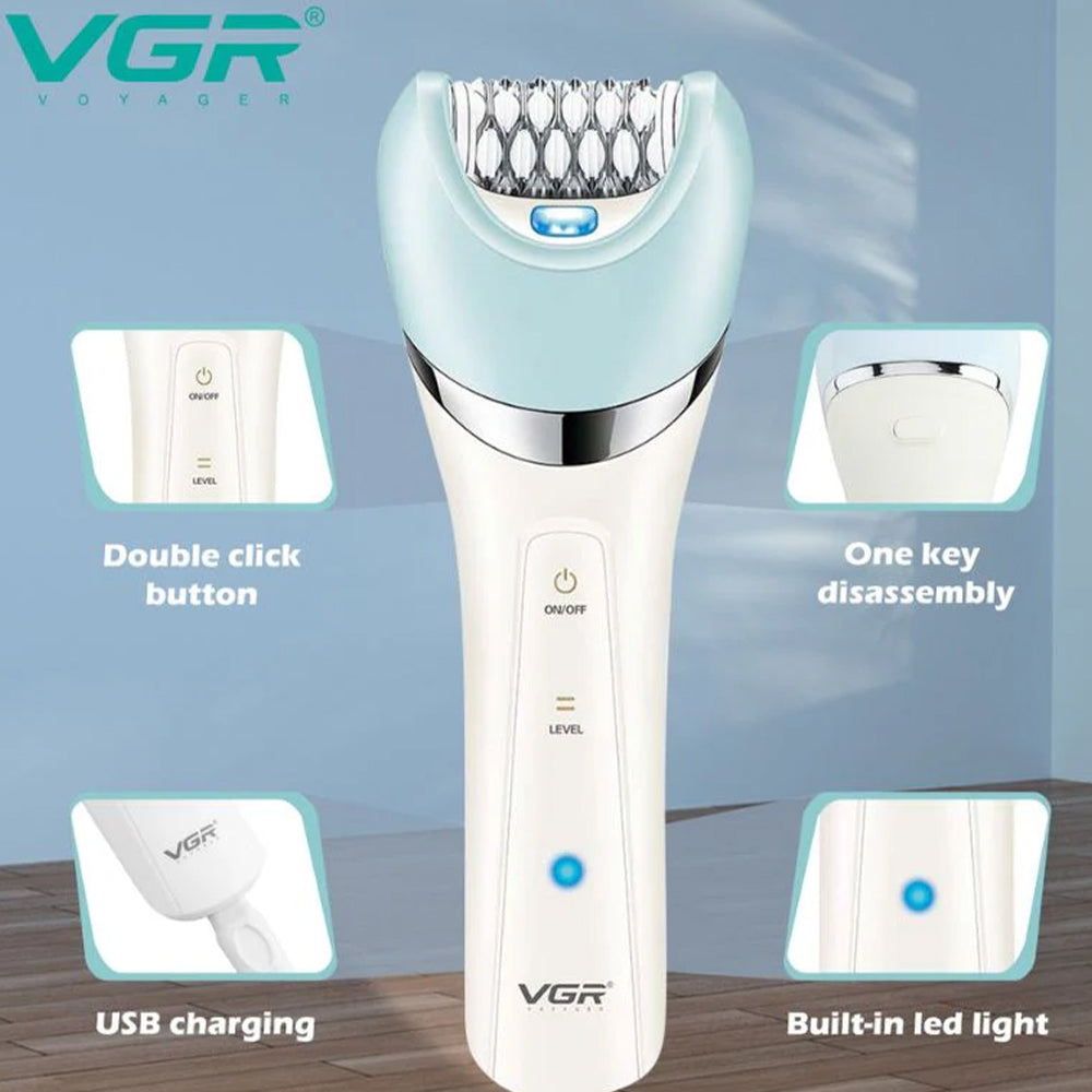 مجموعة حلاقة للسيدات 5 في 1  في جي ار بروفيشنال V-703 - أبيض