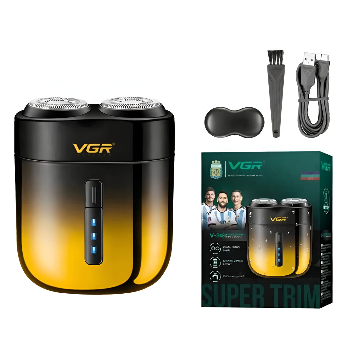 VGR Professional Men’s Shaver V-348 - Black x Yellow