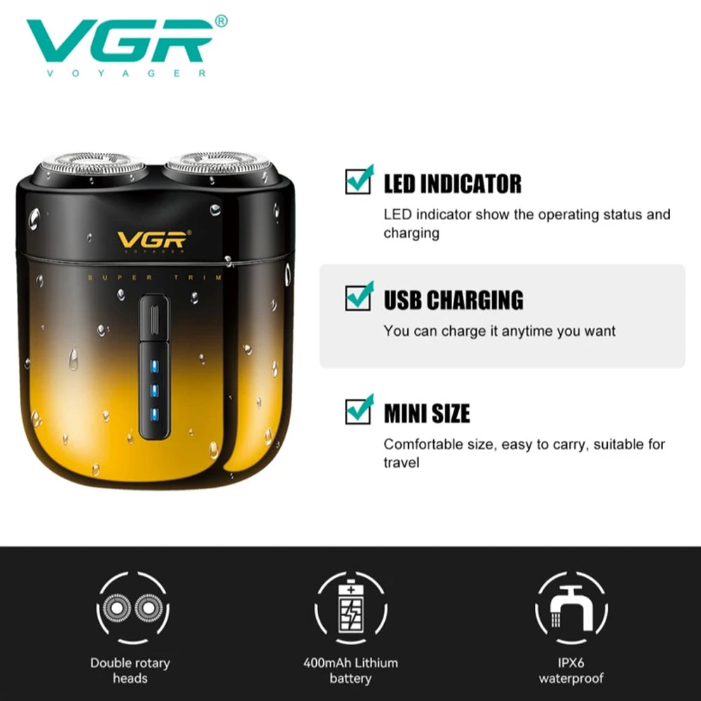 VGR Professional Men’s Shaver V-348 - Black x Yellow