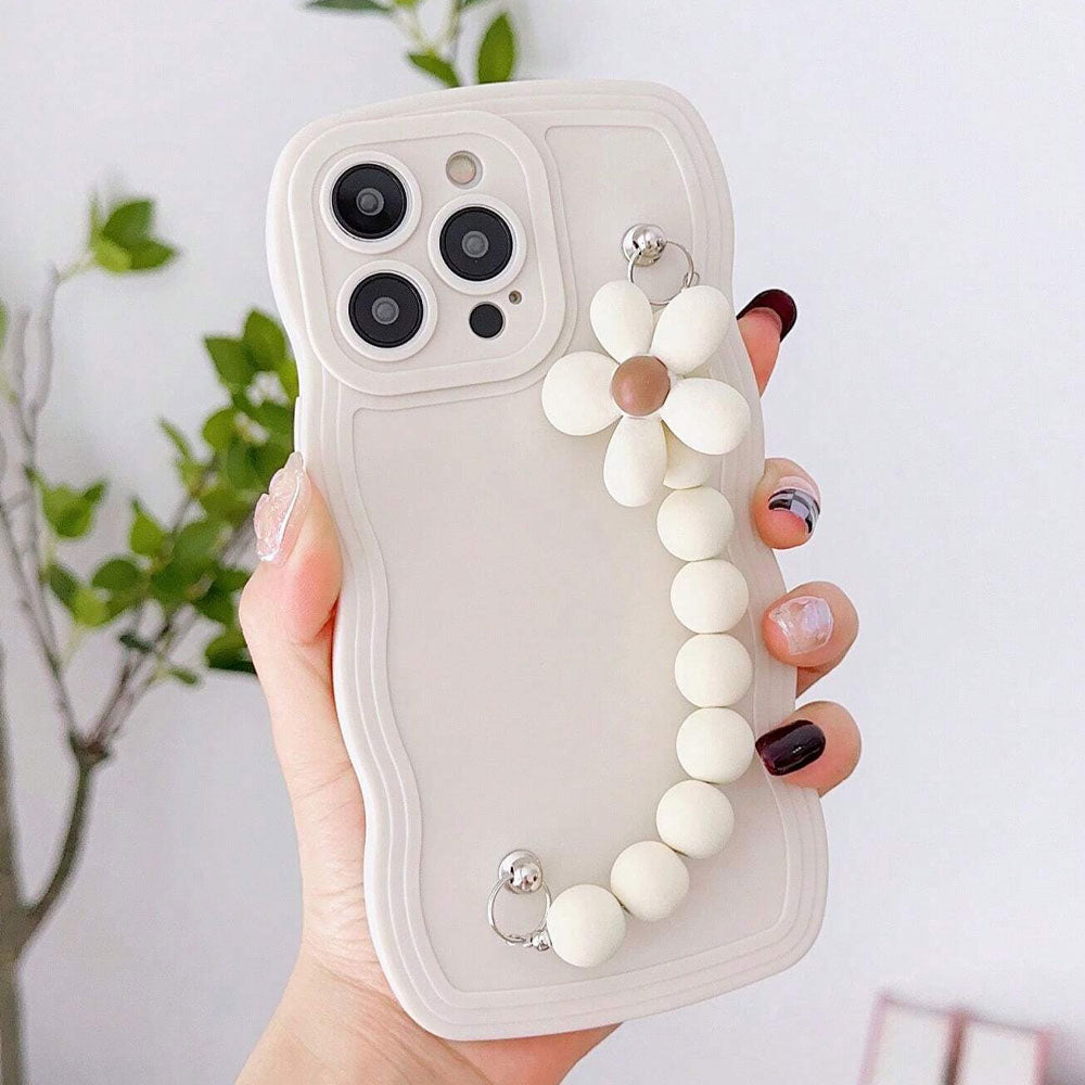 Wave Shaped With DIY Pearl Bracelet Chain Phone Cover iPhone - 14