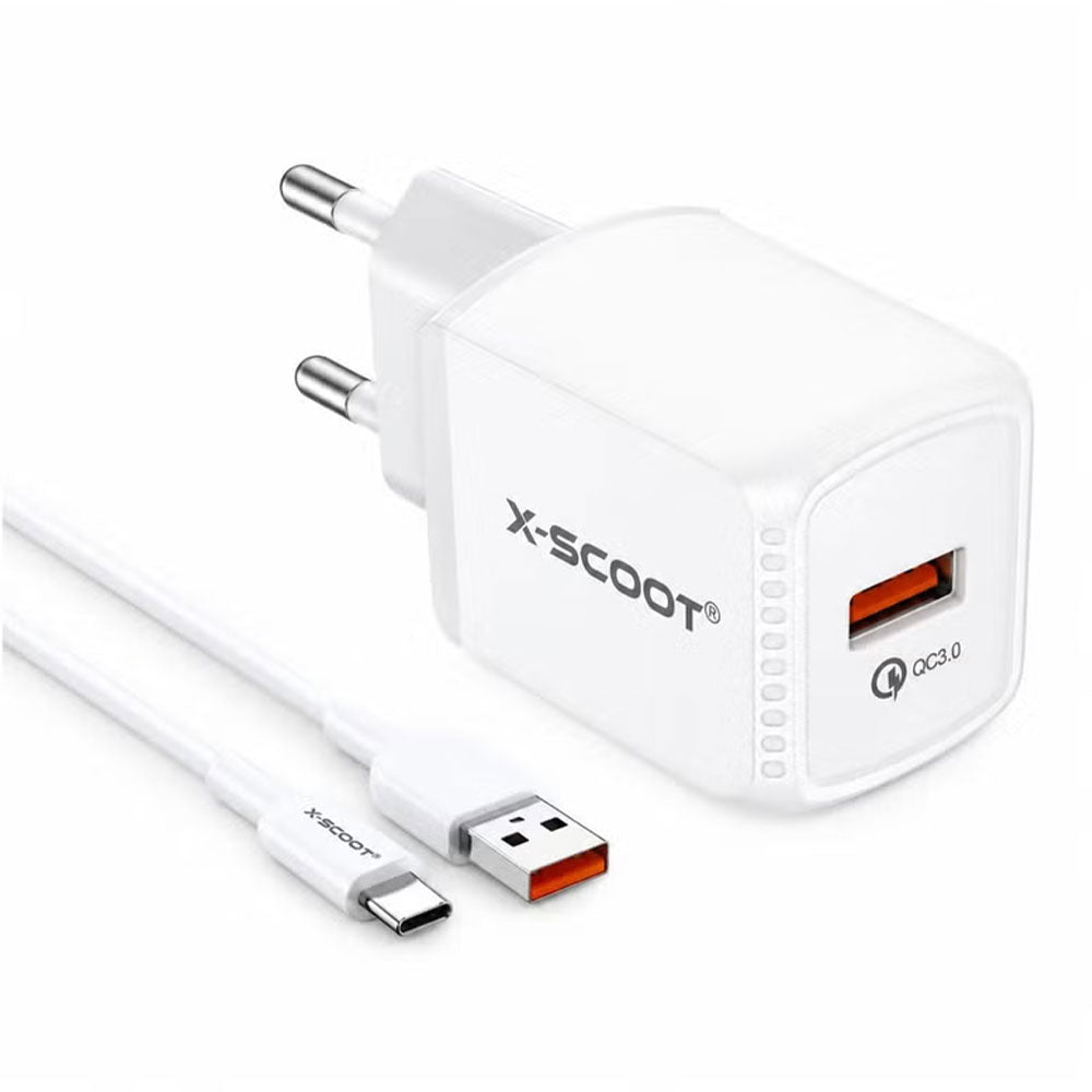 X-Scoot CH-260 Wall Charger + Type-C Cable 25W Fast Charging - White