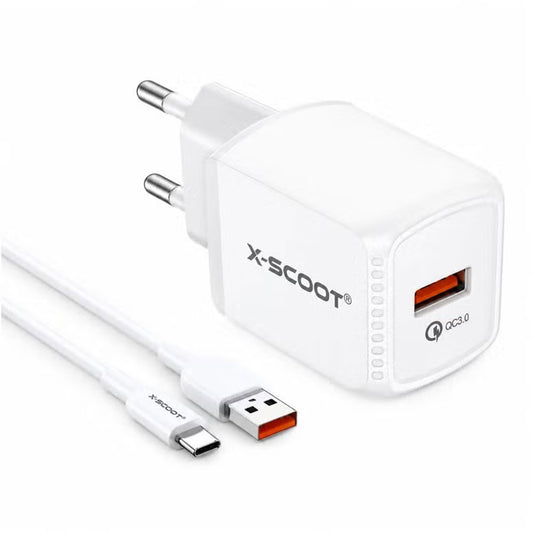 X-Scoot CH-260 Wall Charger + Type-C Cable 25W Fast Charging - White