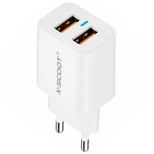 X-Scoot CH-269 Wall Charger 2x USB 2.1A Fast Charging - White