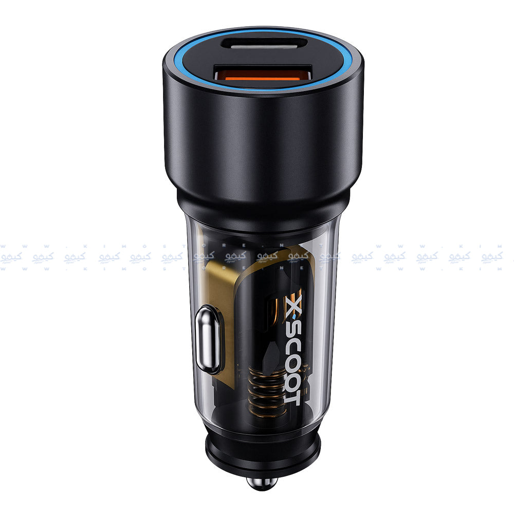 X-Scoot XC-311 Car Charger PD Type-C + QC USB 45W Fast Charging - Black