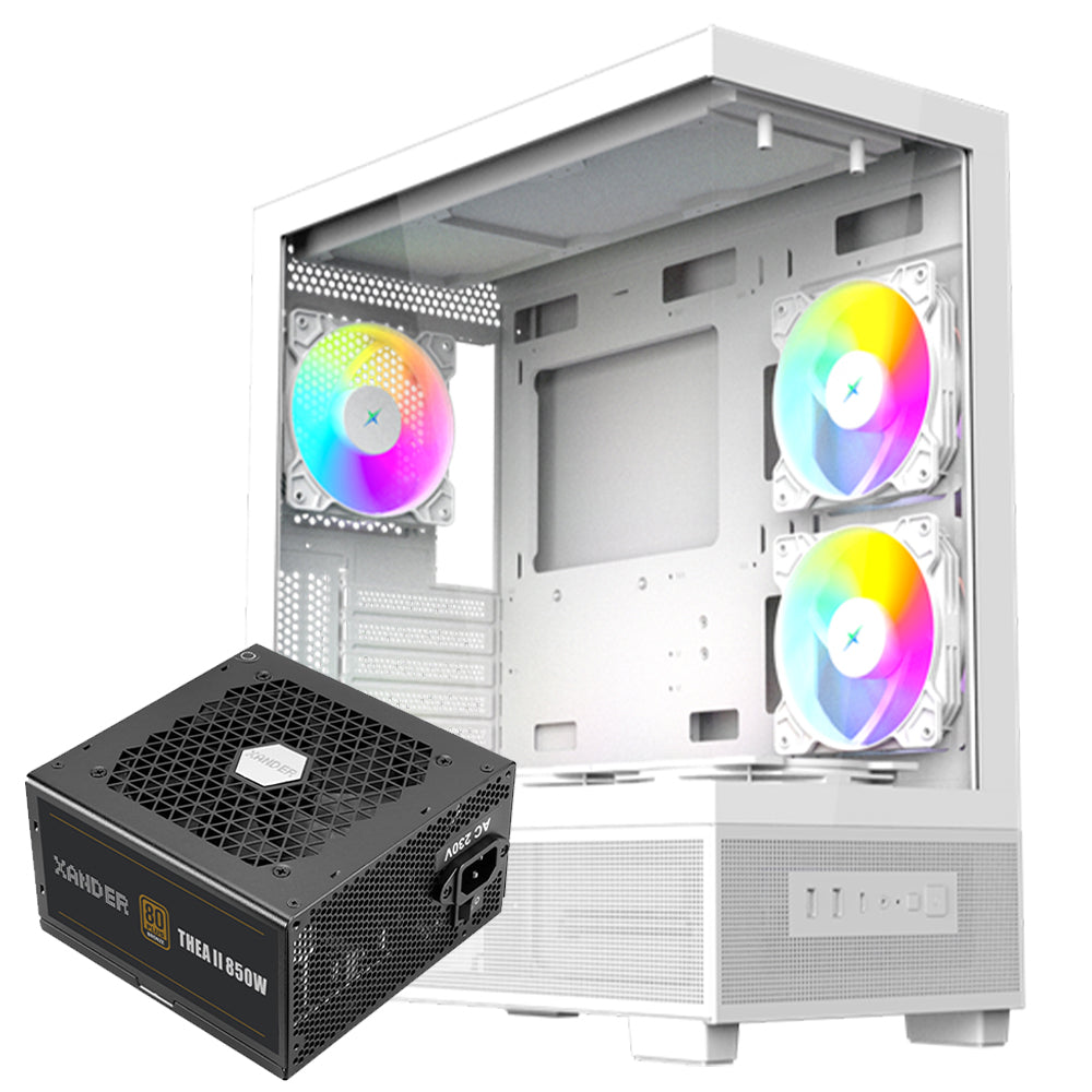 Xander Jupiter II ARGB Gaming Mid Tower Case + THEA II 80 Plus Bronze Power Supply 850W