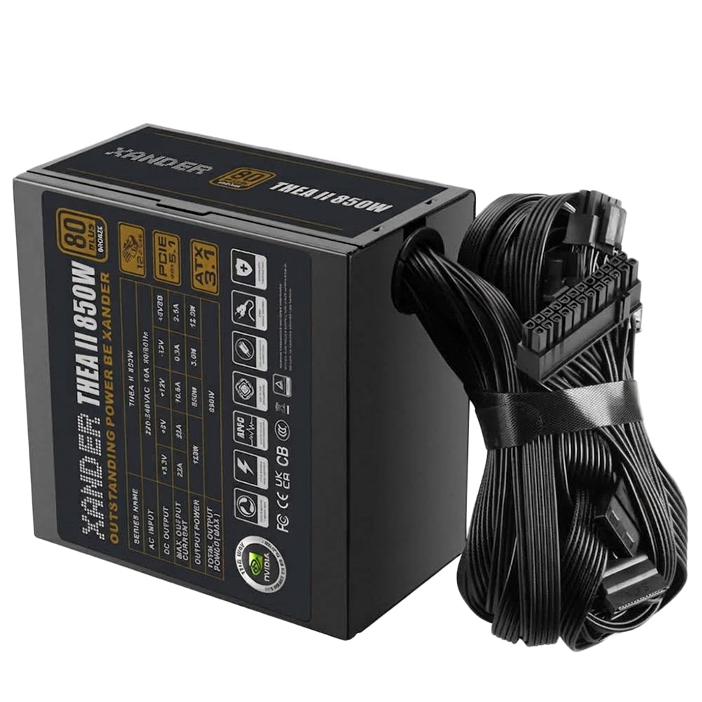 كيس ميد تاور زاندر ARGB جيمنج Neptune II + باور سبلاي 80 بلس برونزية 850 وات THEA II - اسود