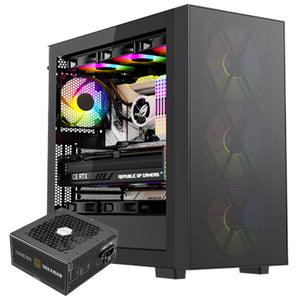 Xander Velox Max ARGB Gaming Mid Tower Case + Thea II 80 Plus Bronze Power Supply 850W