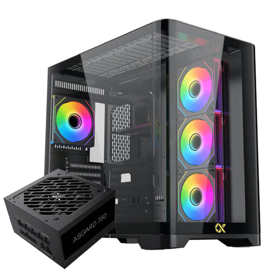 Xigmatek Crystal Storm ARGB Gaming Mid Tower Case + Asgard 80 Plus Bronze Power Supply 750W