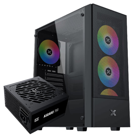 كيس ميد تاور زيجماتيك ARGB جيمنج Hero II Air + باور سبلاي 80 بلس برونز 750 وات Asgard (أوبن بوكس)