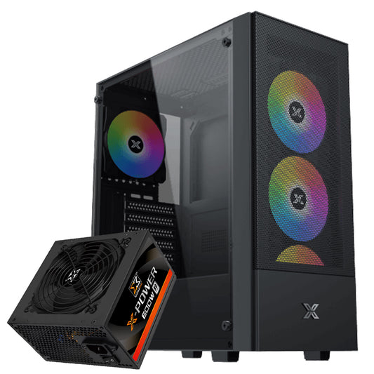 كيس ميد تاور زيجماتيك ARGB جيمنج Hero II Air + باور سبلاي 80 بلس أبيض 600 وات X-Power