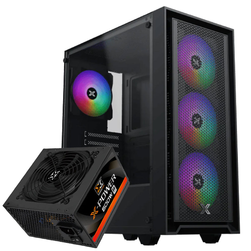 كيس ميد تاور زيجماتيك RGB جيمنج Sky II + باور سبلاي 80 بلس أبيض 600 وات X-Power