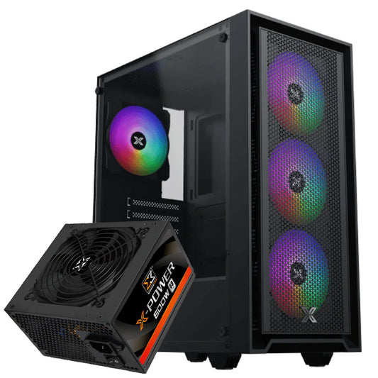 كيس ميد تاور زيجماتيك RGB جيمنج Sky II + باور سبلاي 80 بلس أبيض 600 وات X-Power