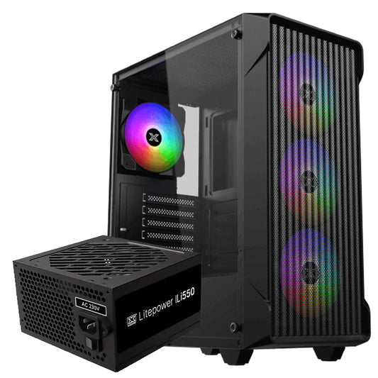 كيس ميد تاور زيجماتيك RGB جيمنج Sky II Wave + باور سبلاي 450 وات Litepower II