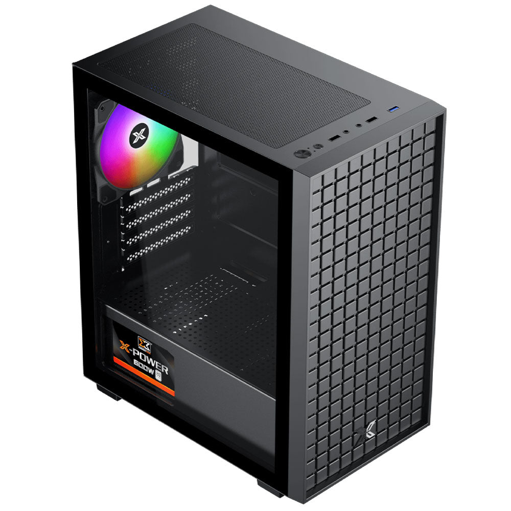 كيس ميد تاور زيجماتيك RGB جيمنج Sky M + باور سبلاي 80 بلس أبيض 600 وات X-Power