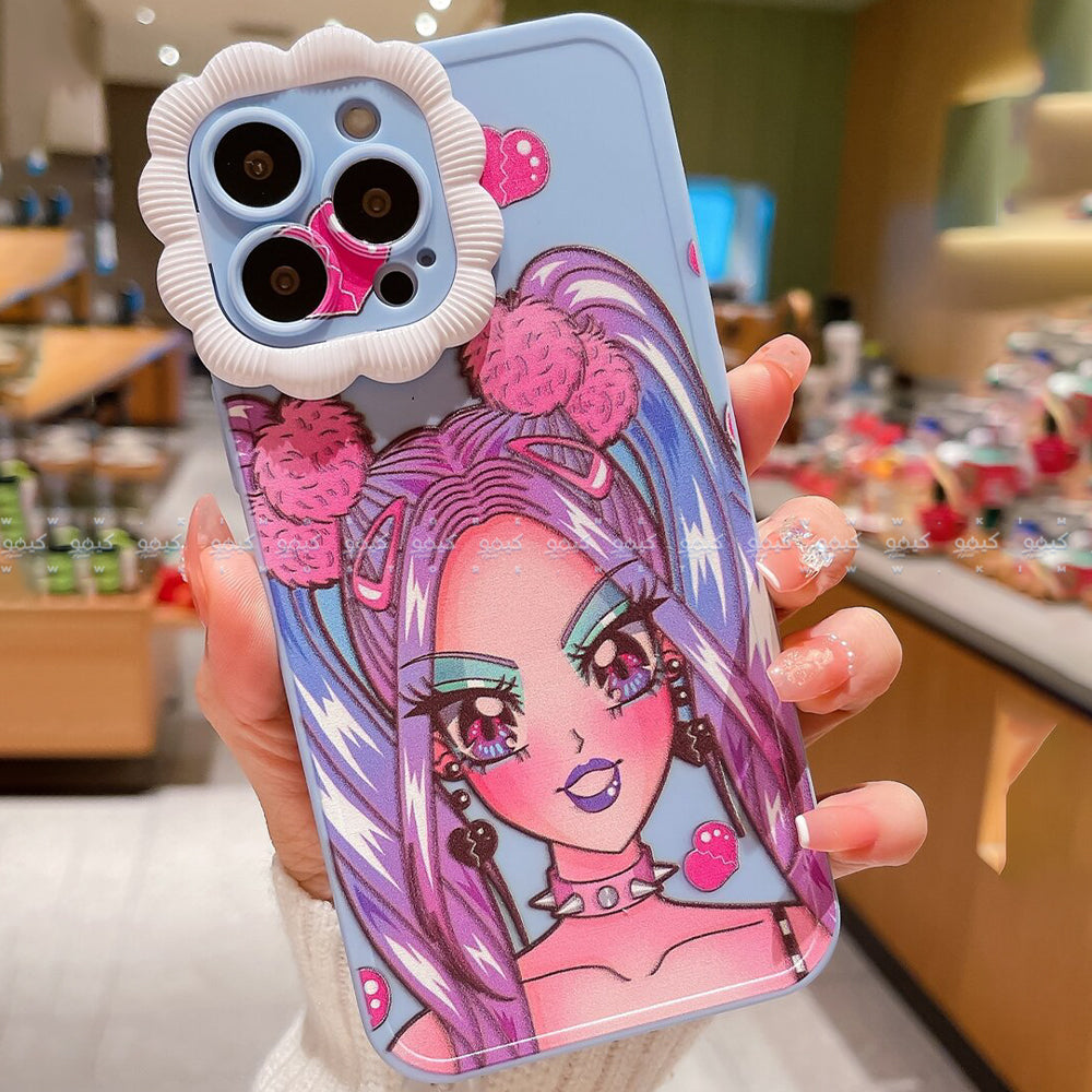 Y2K Cartoon Girl Pattern Phone Cover