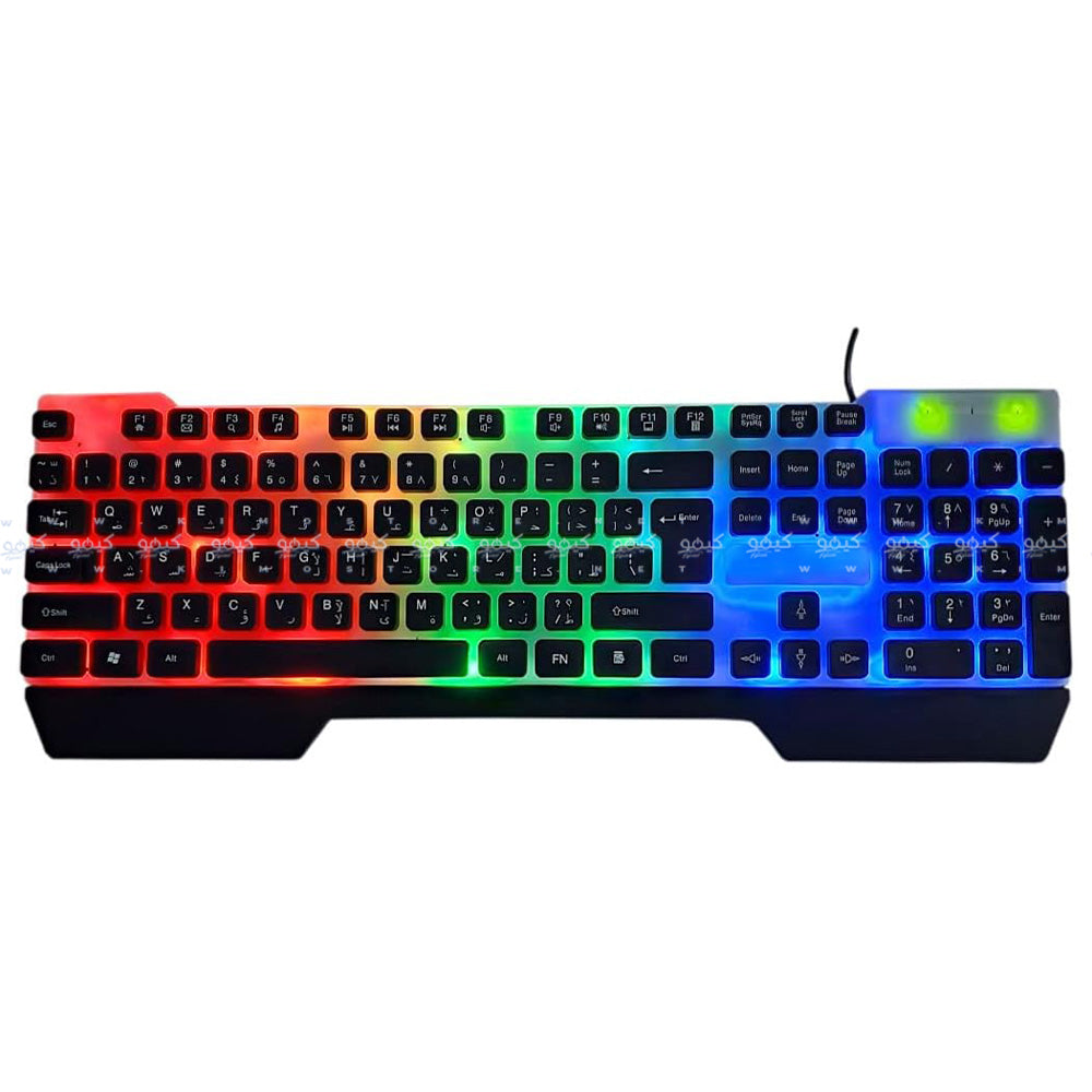 كيبورد زيرو سلكى رينبو جيمنج إنجليزى و عربى ZR-2030