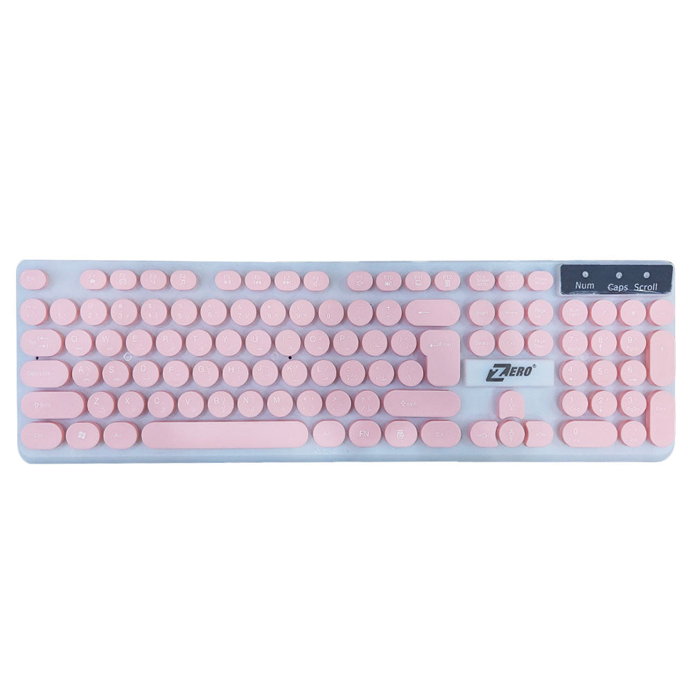 Zero ZR-2050 Wired Rainbow Gaming Keyboard English & Arabic - Pink