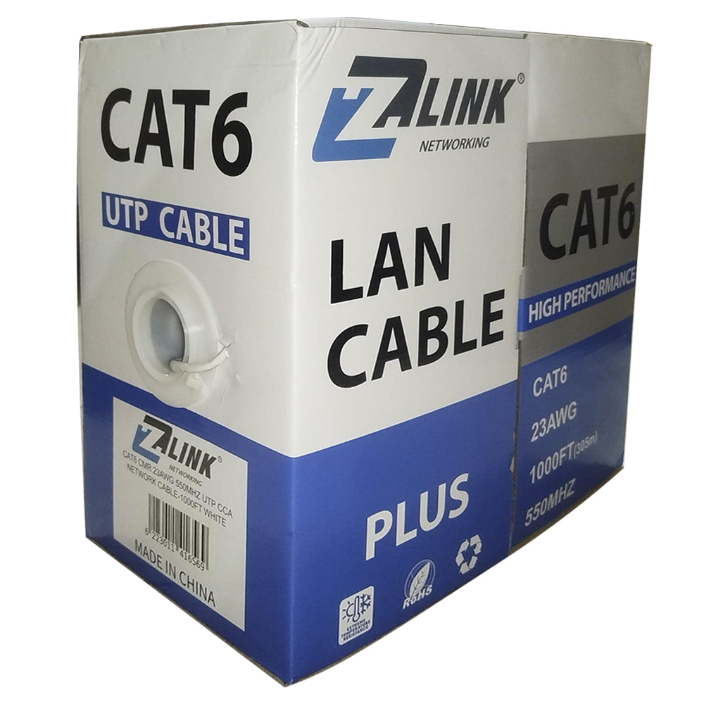 كابل نت وورك زدلينك 305 متر 23AWG Cat6 UTP CCA - ابيض 