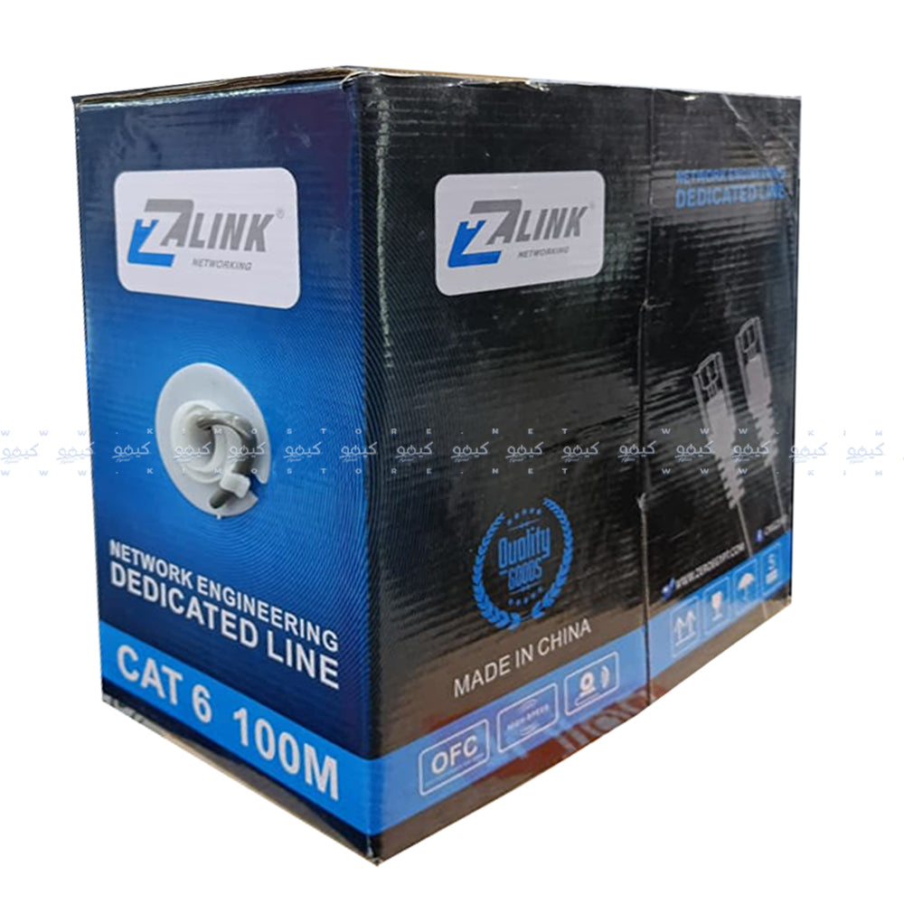 كابل نت وورك زد لينك 100 متر Cat6 UTP - رمادي