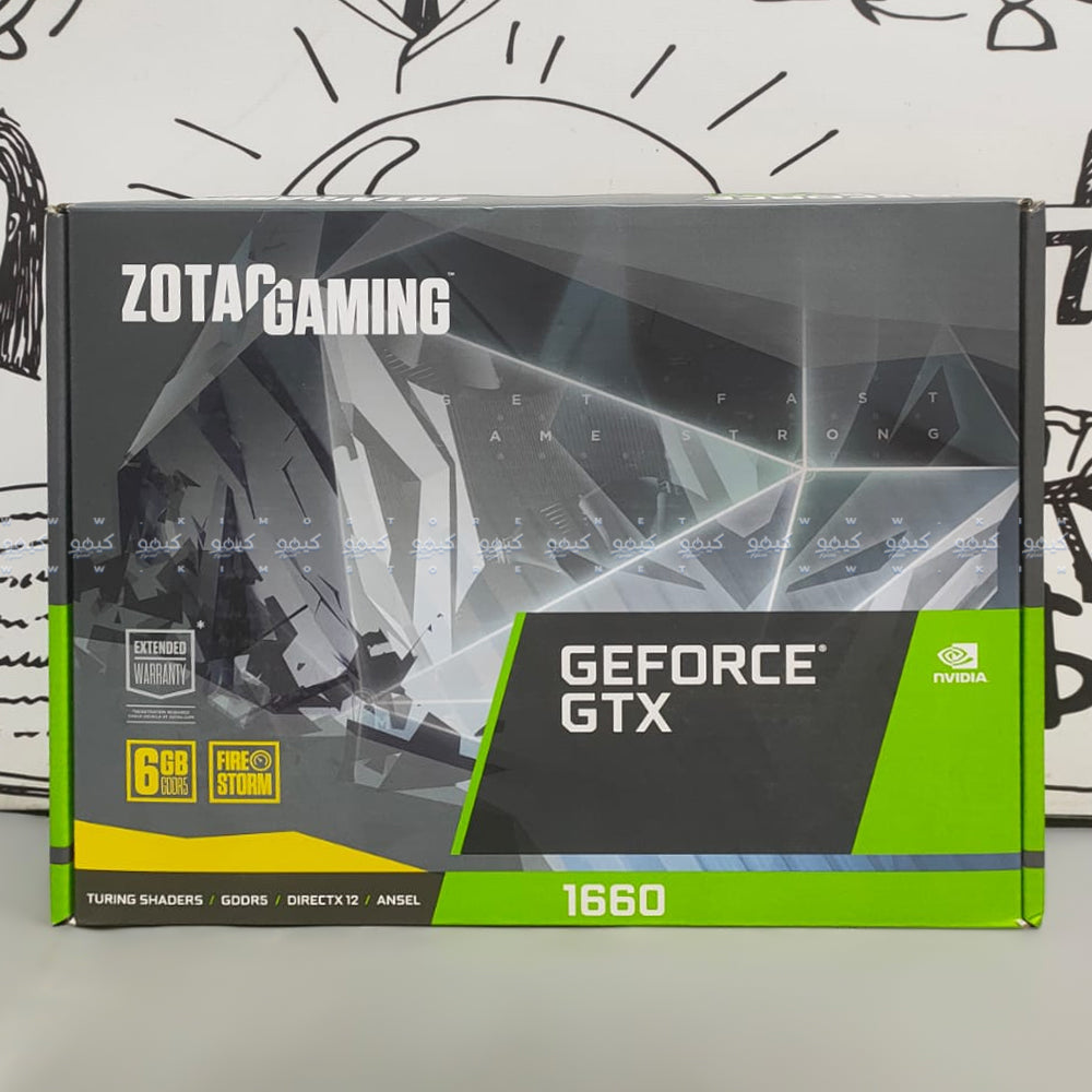 كارت شاشة زوتاك جيمينج جيفورس 6 جيجابايت GTX 1660 Twin Fan GDDR5 (استعمال) بالبوكس