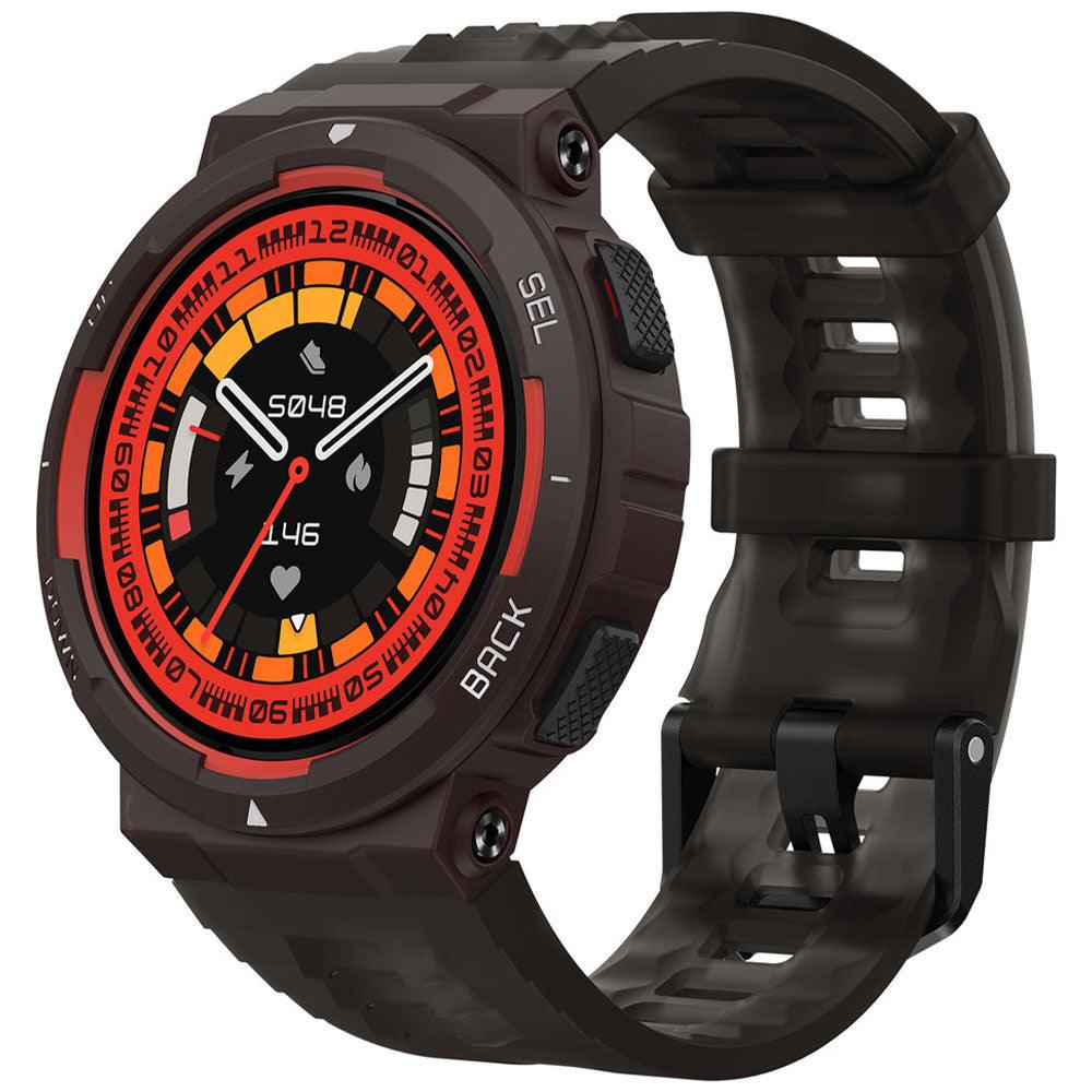 Amazfit Active Edge Smart Watch (46mm - GPS) Plastic Case With Lava Black TPU strap