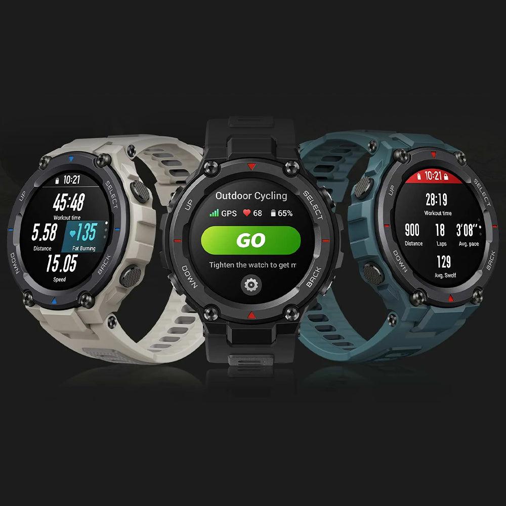 Amazfit T-Rex Pro Smart Watch (48mm - GPS) Polycarbonate Case With Desert Gray Silicone Rubber Strap - Kimo Store