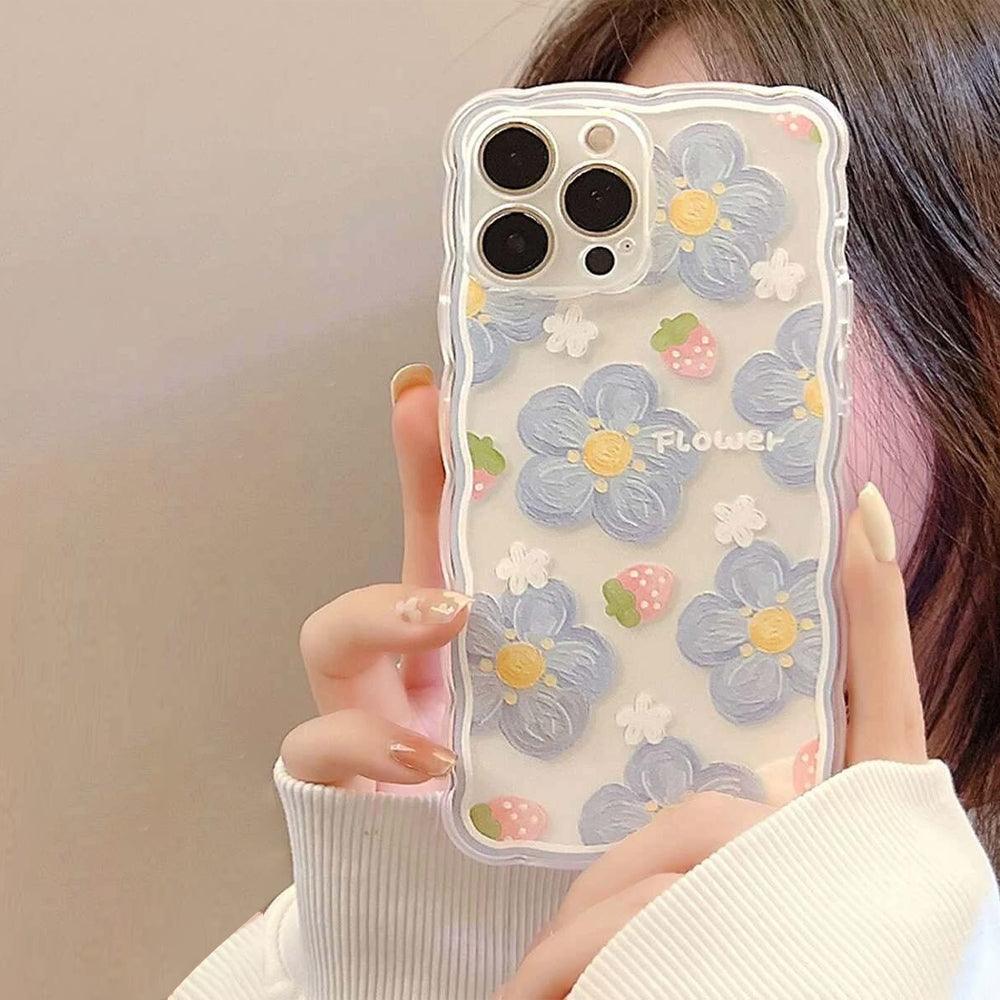 Blue Floral Clear Phone Cover iPhone