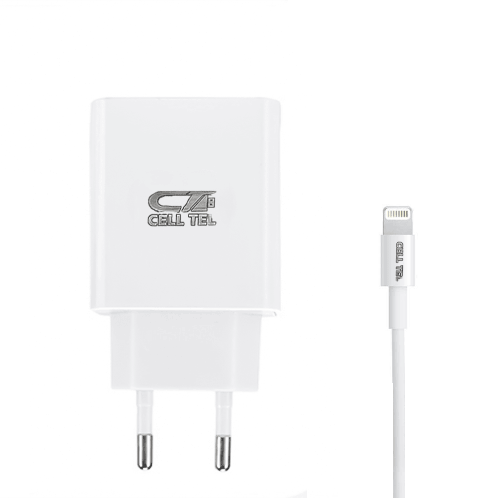 Cell Tel CT-15L Wall Charger Lightning Cable 2A Fast Charging