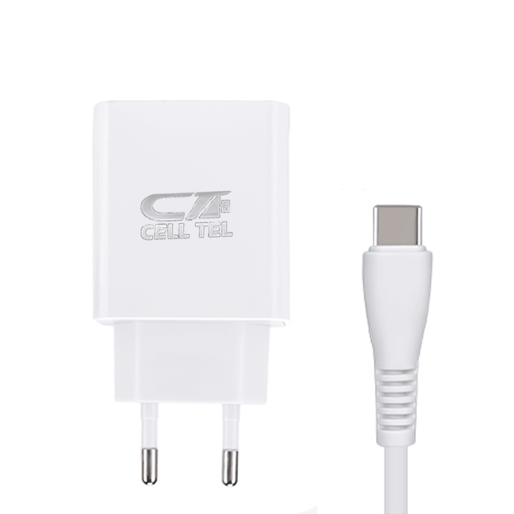 Cell Tel CT-20L Wall Charger 2x USB + Type-C Cable 2.1A Fast Charging - Kimo Store