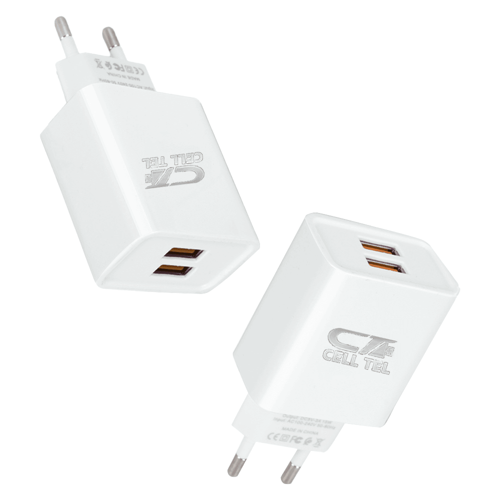 Cell Tel CT-20L Wall Charger 2x USB + Type-C Cable 2.1A Fast Charging - Kimo Store