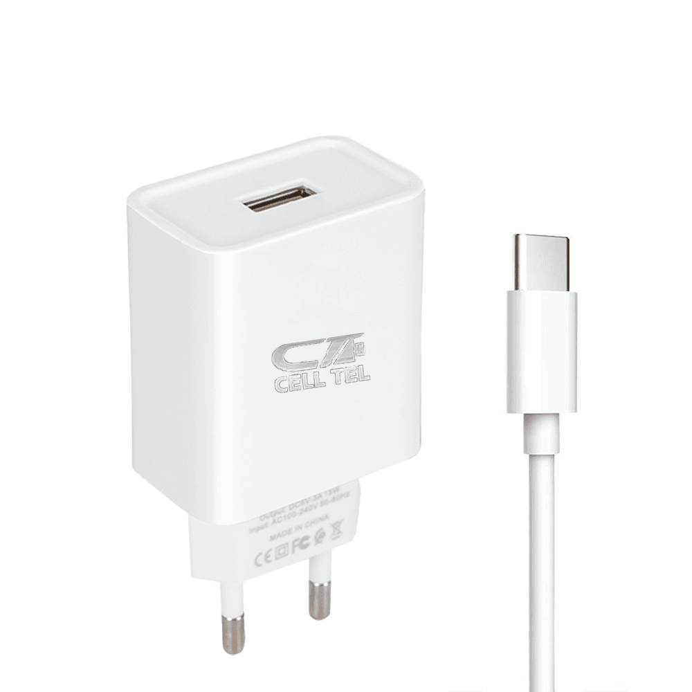 Cell Tel CT-905 Wall Charger Type-C Cable 2.4A Fast Charging