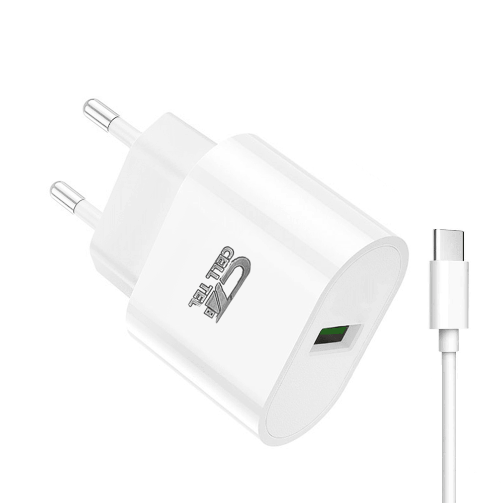 Cell Tel Turbo 5 QC3.0 Wall Charger Type-C Cable 3A 20W Fast Charging - Kimo Store