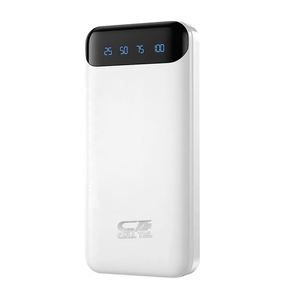 Cell Tel Turbo 50 Power Bank 2x QC3.0 USB + Type-C + Micro 3A Fast Charging 10000mAh - White