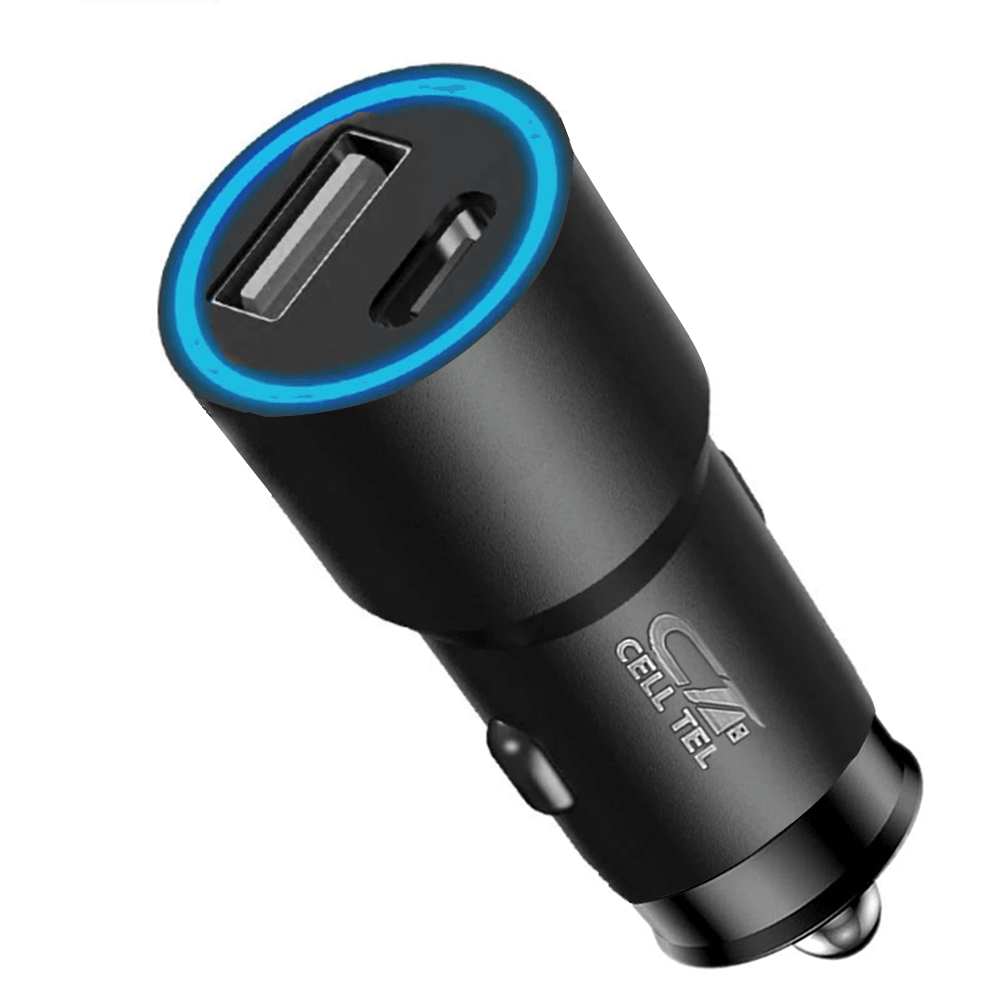 Cell Tel Turbo 88 Car Charger PD Type-C + USB 3A 65W Fast Charging