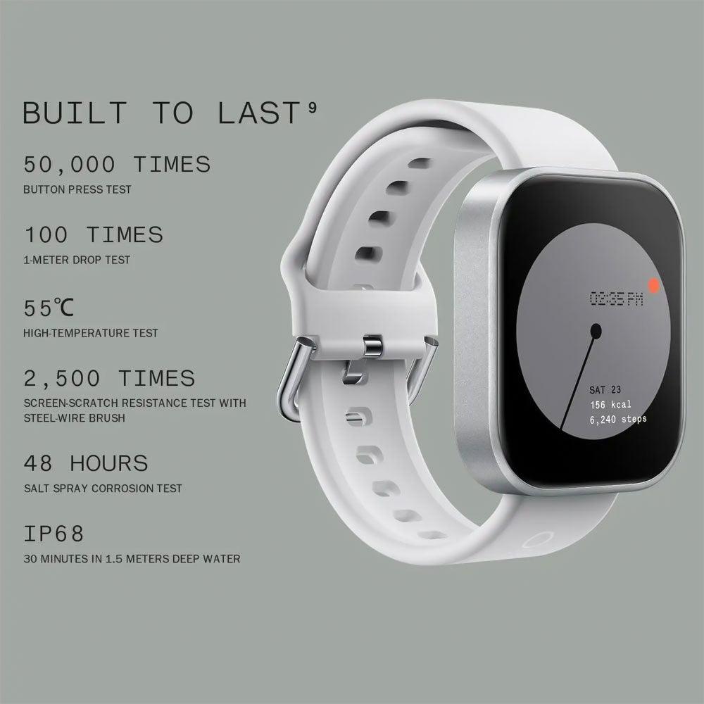 Smart Watch With Light Grey Silicone Strap