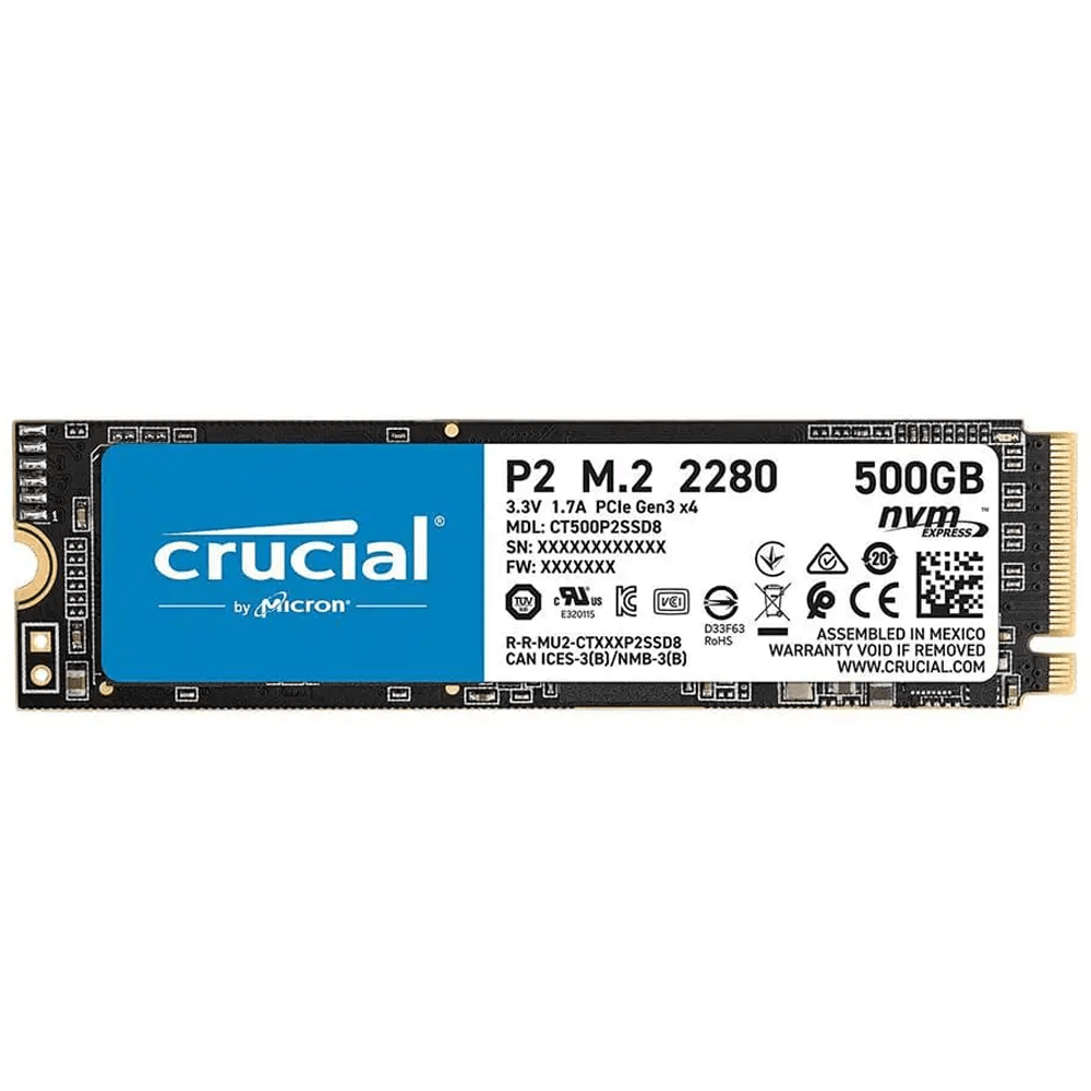Crucial P2 500GB NVMe PCIe M.2 SSD (Used)