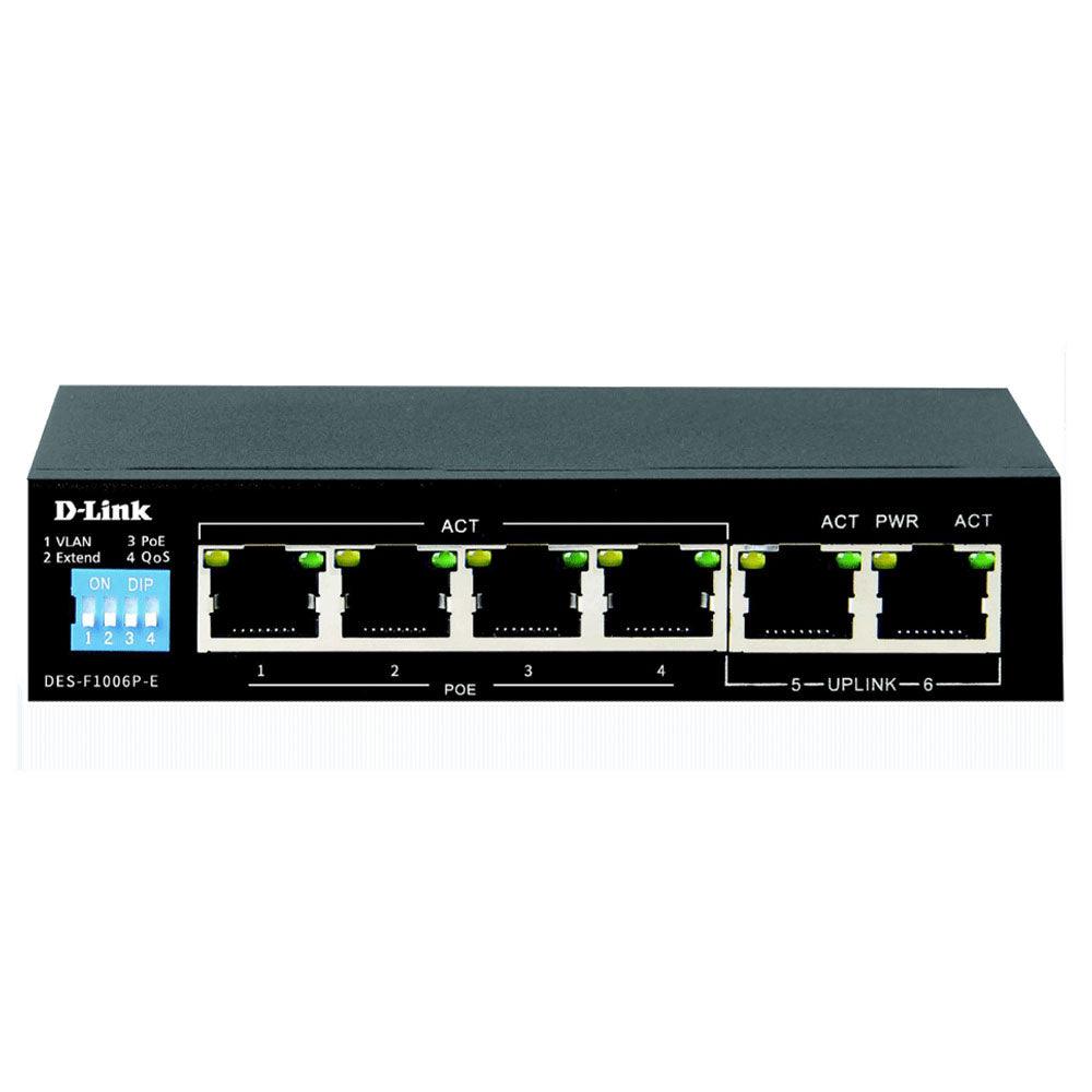 D-Link DES-F1006P-E Unmanaged Desktop Switch 4 Ports 10/100Mbps PoE + 2 Ports 10/100Mbps Uplink