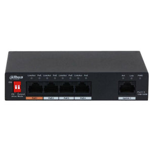 سويتش داهوا 4 منافذ 10/100 ميجابت في الثانية PoE + منفذ (RJ45) 10/100 ميجابت في الثانية DH-PFS3005-4ET-60 Unmanaged Desktop Uplink