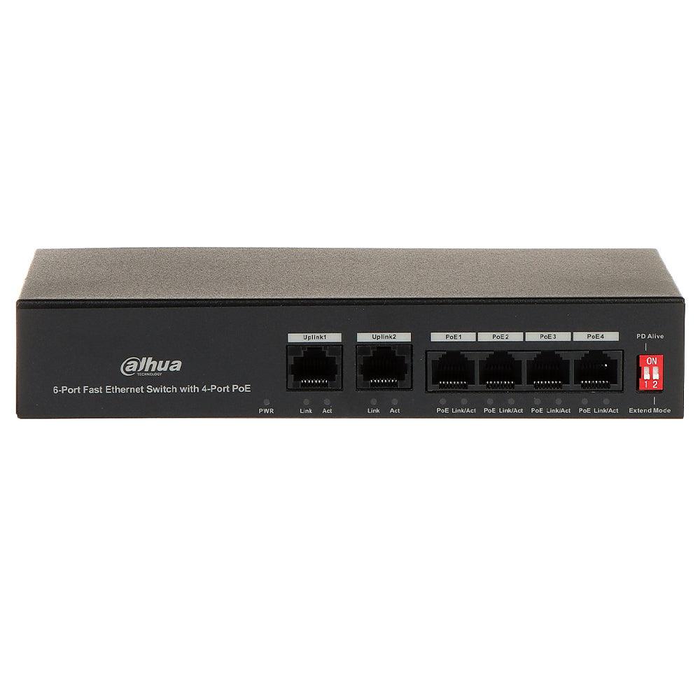 Dahua DH-PFS3006-4ET-36 Unmanaged Desktop Switch 4 Port PoE 10/100Mbps + 2 Port 10/100Mbps Uplink