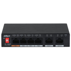 Dahua DH-PFS3006-4ET-60 Unmanaged Desktop Switch 4 Ports PoE 10/100Mbps + 2 Ports RJ45 10/100Mbps Uplink 60W