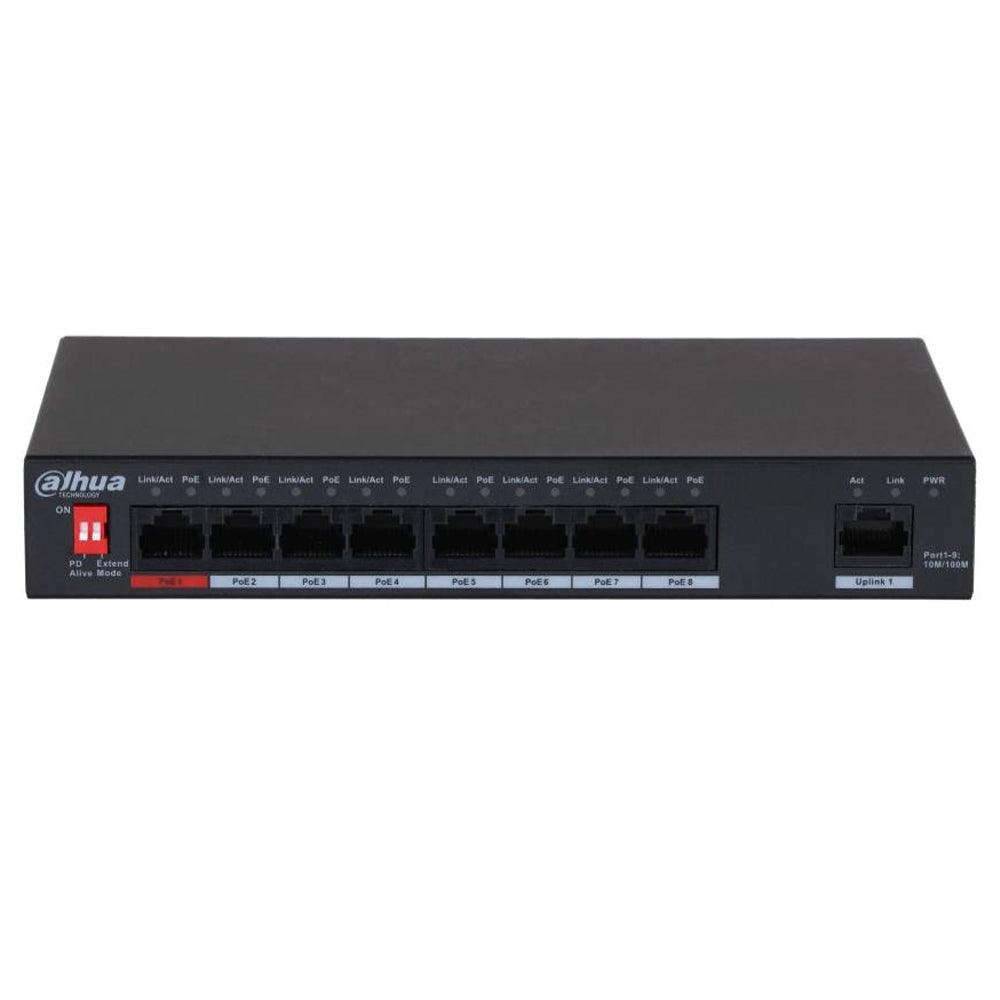 Dahua DH-PFS3009-8ET-96 Unmanaged Desktop Switch 8 Port PoE 10/100Mbps Switch + 1 Port 10/100Mbps Uplink
