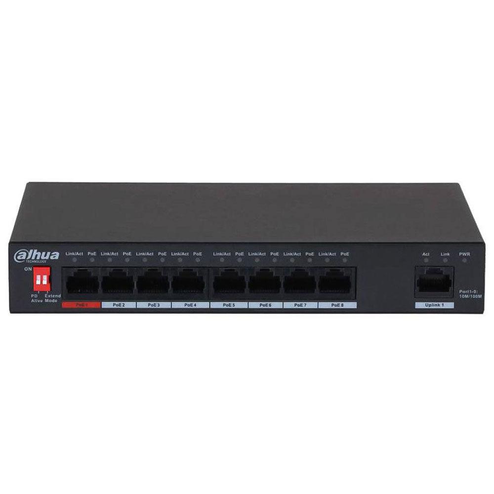 Dahua DH-PFS3009-8ET-96 Unmanaged Desktop Switch 8 Ports PoE 10/100Mbps Switch + 1 Port 10/100Mbps Uplink